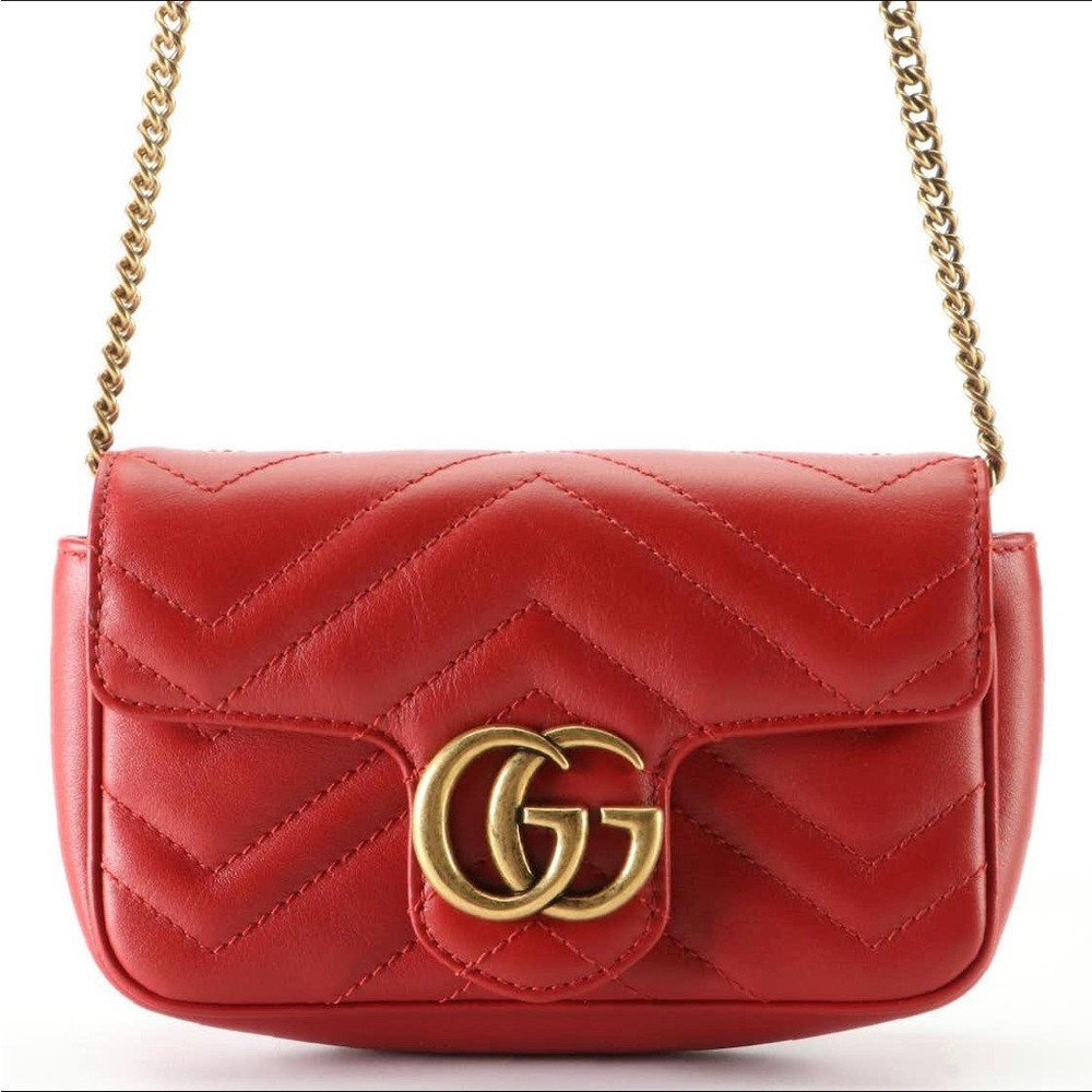 Gucci GG Marmont Super Mini Bag in Red Matelasse Leather